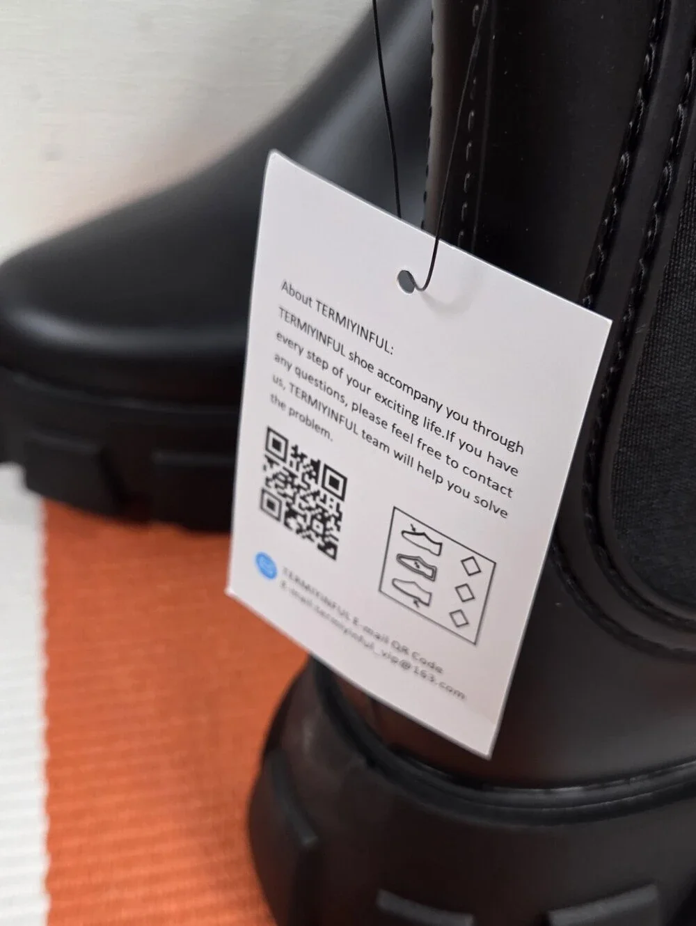 TERMIYFUL Chunky Black Chelsea Rain Boots 10 NEW